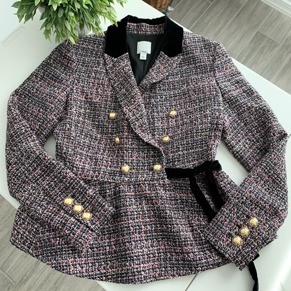 Halogen Plaid Tweed Jacket